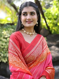 Neha Collection Ethnic Peach Leheriya Kota Doria Foil Saree