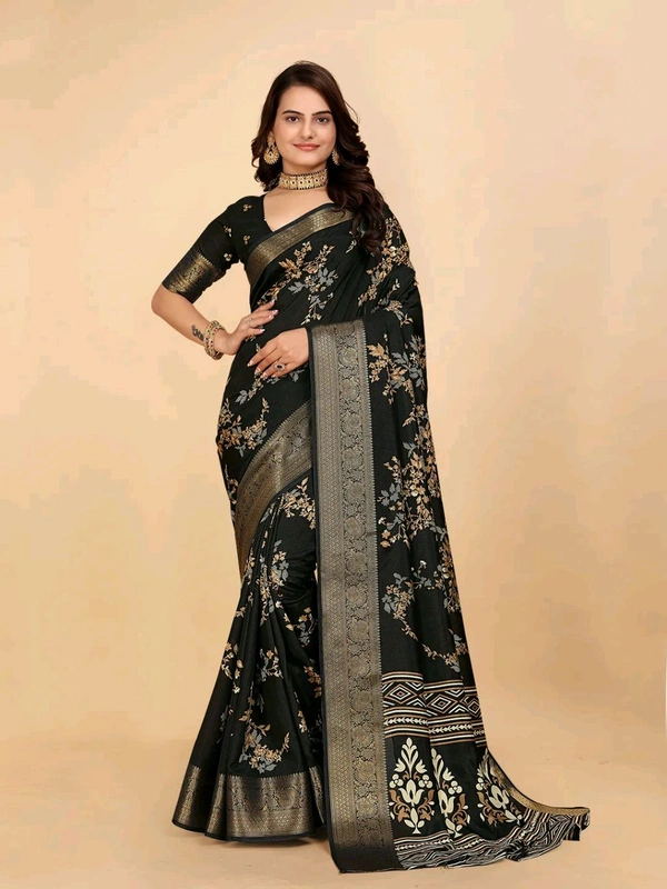 Dola Silk Saree Black Digital Print Dola Silk Saree