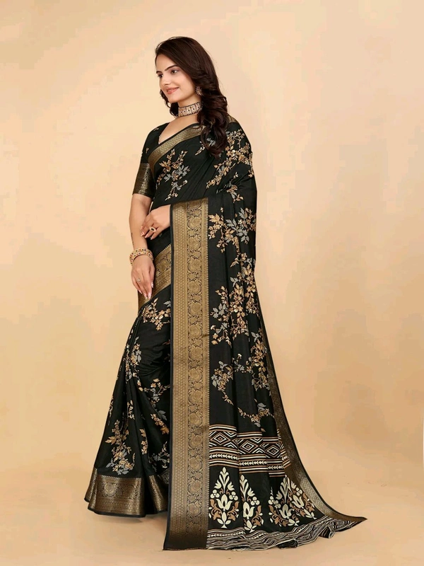 Dola Silk Saree Black Digital Print Dola Silk Saree