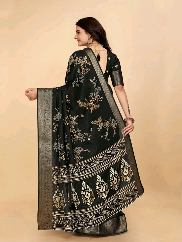 Dola Silk Saree Black Digital Print Dola Silk Saree