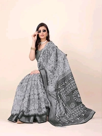 Linen Saree Black Fancy Linen Digital Printed Saree