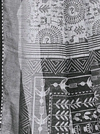 Linen Saree Black Fancy Linen Digital Printed Saree