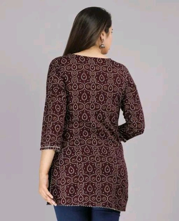 Maroon round Neck Shor Rayon Kurti
