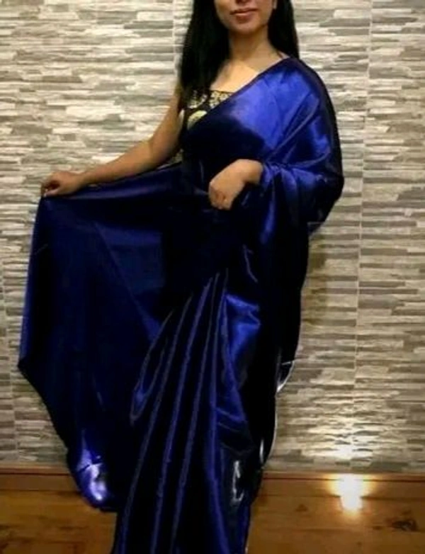 Trendy Classy Blue Satin Silk Saree
