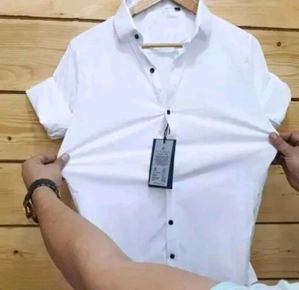 Men Regular Fit lycra Casual white Shirt - M