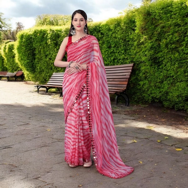 Kota Doriya Pink Floral Printed Saree With Blouse Piece  - Pink
