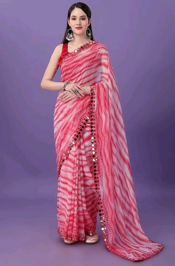 Kota Doriya Pink Floral Printed Saree With Blouse Piece  - Pink