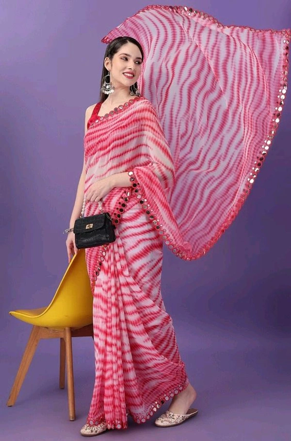 Kota Doriya Pink Floral Printed Saree With Blouse Piece  - Pink