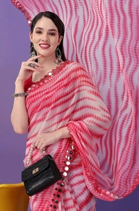 Kota Doriya Pink Floral Printed Saree With Blouse Piece  - Pink