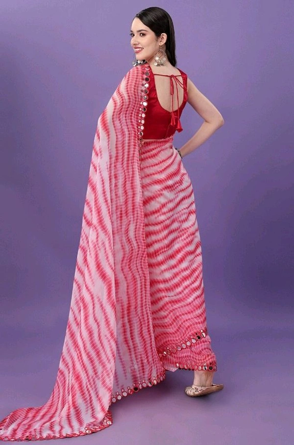 Kota Doriya Pink Floral Printed Saree With Blouse Piece  - Pink