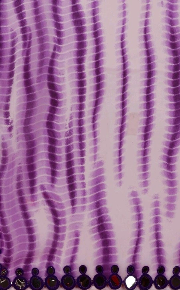  Shibori Mirror Purple Georgette Printed Saree with Mirror Lace - Purple