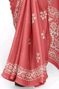  Ruhi Peach Chiffon Printed Saree With Printed Blouse Piece