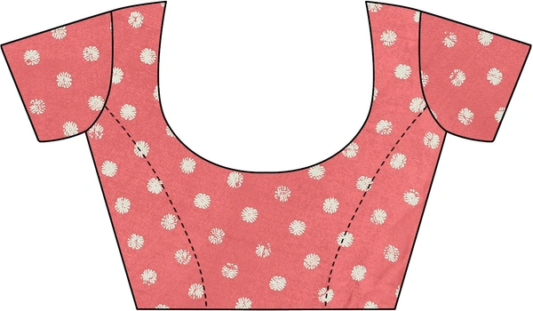  Ruhi Peach Chiffon Printed Saree With Printed Blouse Piece