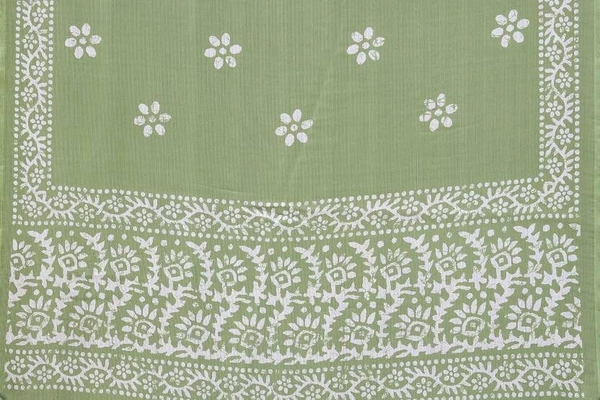  Ruhi Pista Chiffon Printed Saree With Printed Blouse Piece 