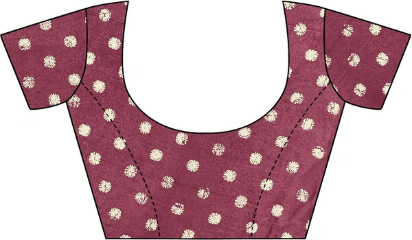 Ruhi Wine Chiffon Printed Saree With Printed Blouse Piece 
