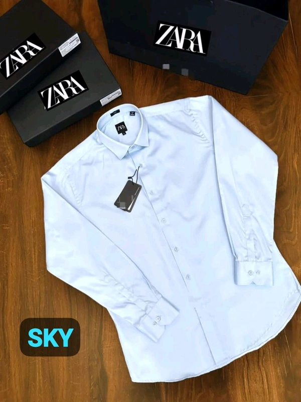 Men's Cotton Plain Full Sleeve Shirts  - M, Sky Blue