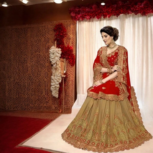 Vichitra Silk Wedding Lahenga Saree with Art Silk Blouse - Red