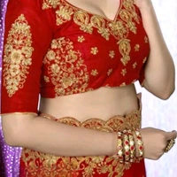 Vichitra Silk Wedding Lahenga Saree with Art Silk Blouse - Red