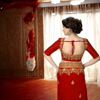 Vichitra Silk Wedding Lahenga Saree with Art Silk Blouse - Red