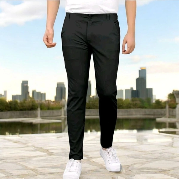 Black Lycra Trousers for Men – Comfort Stretch Fit - 28, Black