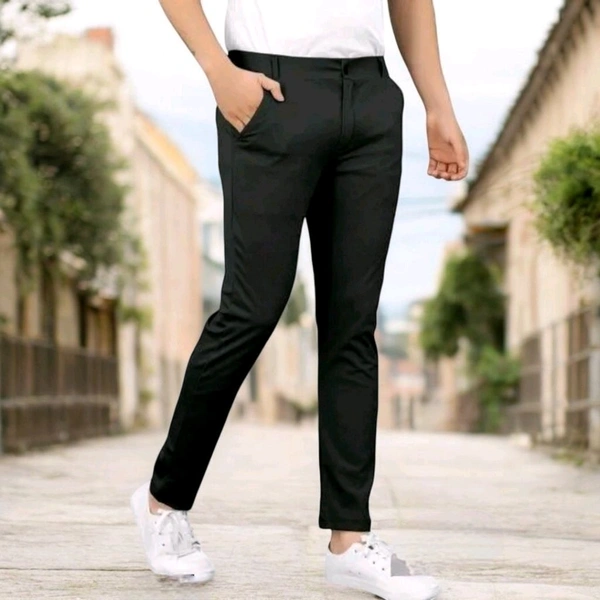 Black Lycra Trousers for Men – Comfort Stretch Fit - 30