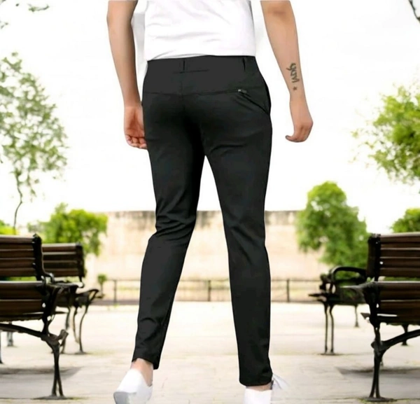Black Lycra Trousers for Men – Comfort Stretch Fit - 30