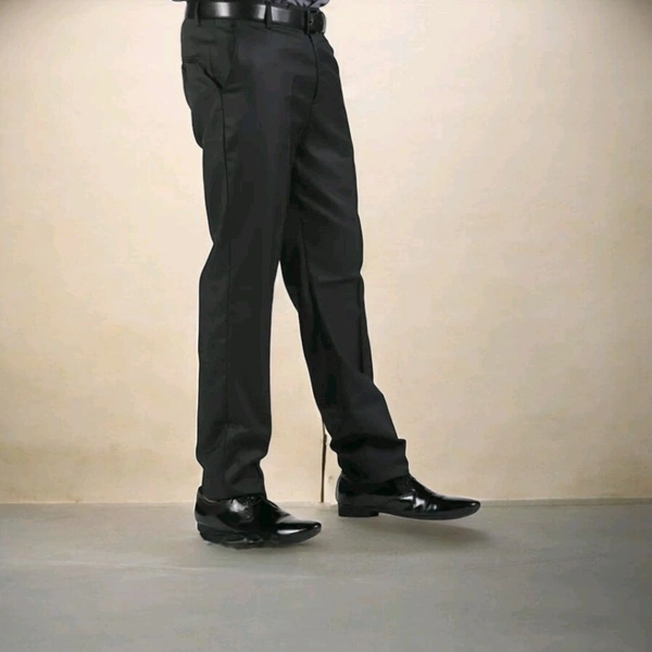 Solid Black Trousers for Men | Comfortable Viscose - 30