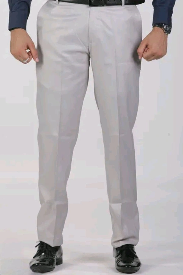 Solid Grey Trousers for Men | Comfortable Viscose - Grey, 38