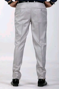 Solid Grey Trousers for Men | Comfortable Viscose - Grey, 38