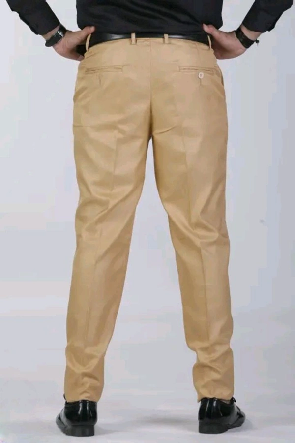 Men's Solid Beige Trousers - Comfortable Viscose Fabric - Being, 28