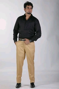 Men's Solid Beige Trousers - Comfortable Viscose Fabric - Being, 42