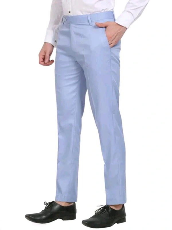 Classic Men's Blue Trousers - Viscose Fabric - 28, Sky Blue