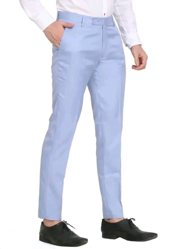 Classic Men's Blue Trousers - Viscose Fabric - 28, Sky Blue
