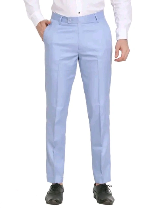 Classic Men's Blue Trousers - Viscose Fabric - 28, Sky Blue