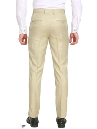 Men's Slim Fit Beige Formal Trousers - Being, 30