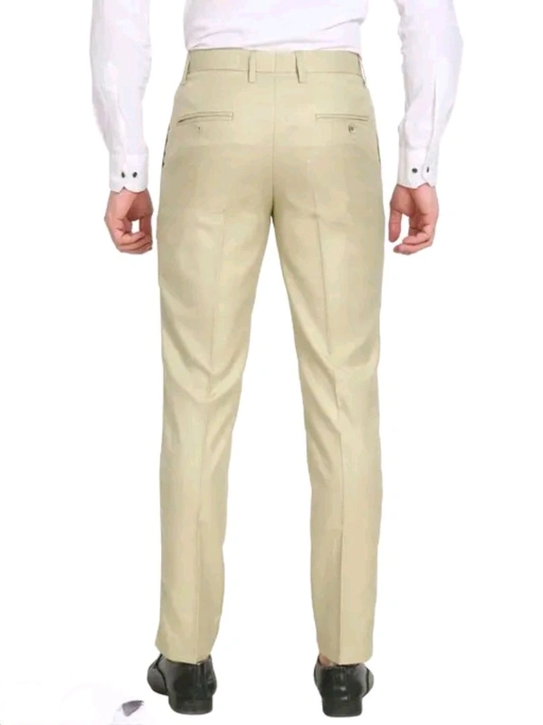 Men's Slim Fit Beige Formal Trousers - Being, 30