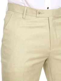 Men's Slim Fit Beige Formal Trousers - Being, 30