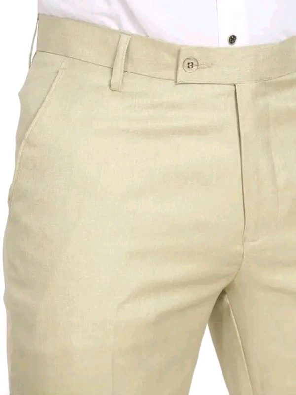 Men's Slim Fit Beige Formal Trousers - Being, 42