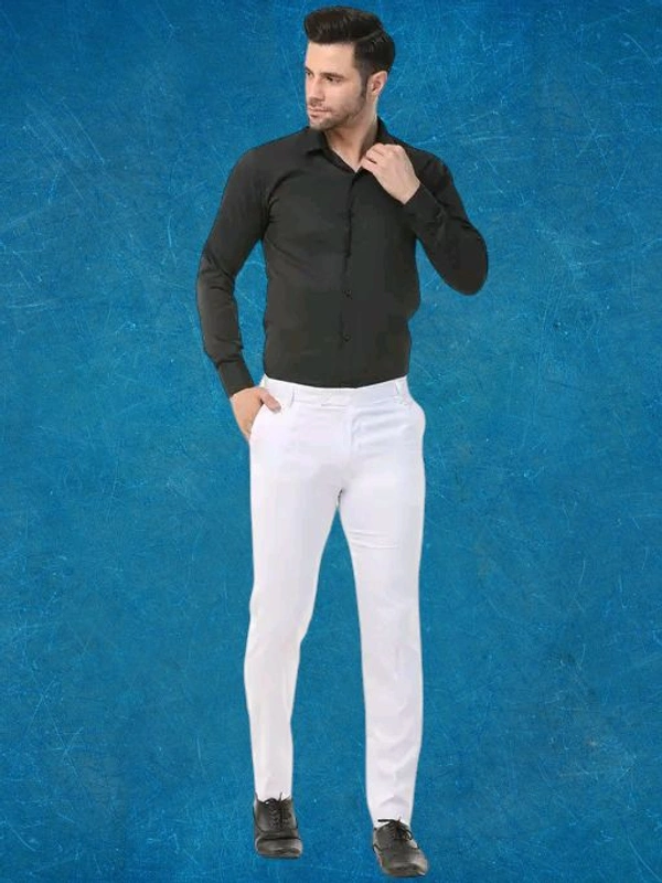 Men's Stylish Slim-Fit White Trousers - Perfect for Formal and Casual Wear - White, 40