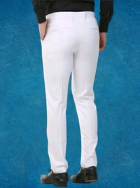Men's Stylish Slim-Fit White Trousers - Perfect for Formal and Casual Wear - White, 40