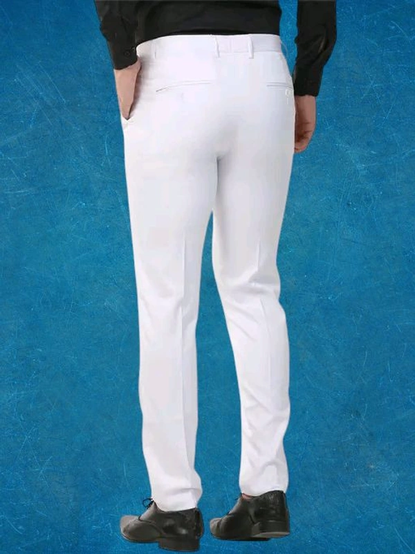 Men's Stylish Slim-Fit White Trousers - Perfect for Formal and Casual Wear - White, 40