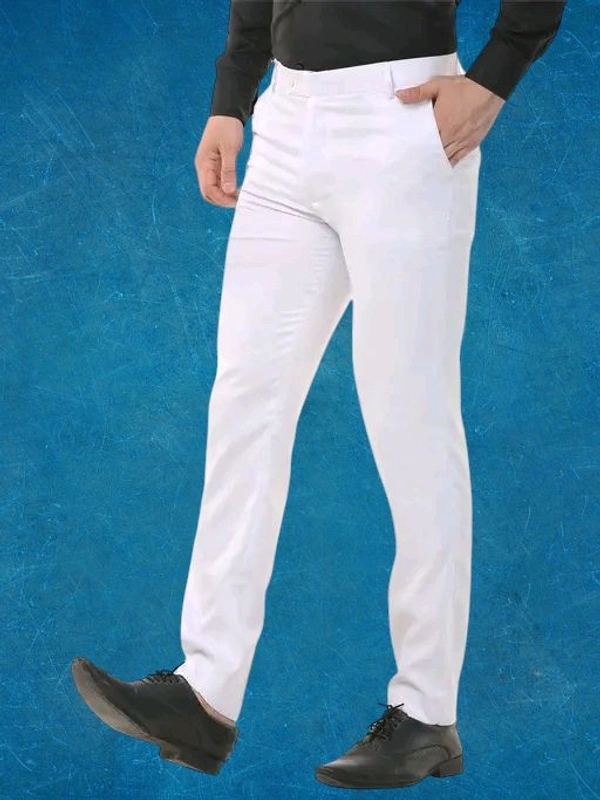 Men's Stylish Slim-Fit White Trousers - Perfect for Formal and Casual Wear - White, 40