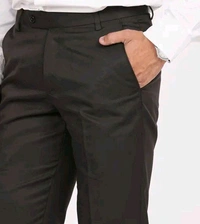 Men's Solid Formal Pant - Slim Fit Polyester Trousers - Brown, 30