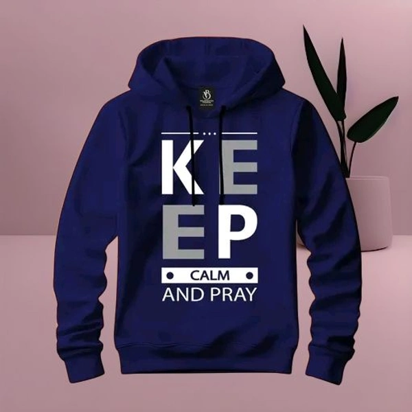 Stylish Men's Printed Hoodie - Comfort & Fashion Combined - Navy Blue, XL