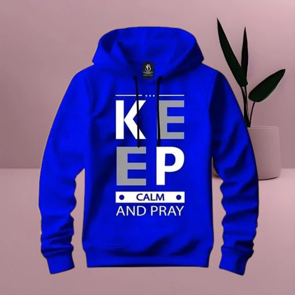 Stylish Men's Printed Hoodie - Comfort & Fashion Combined - Blue, XXL