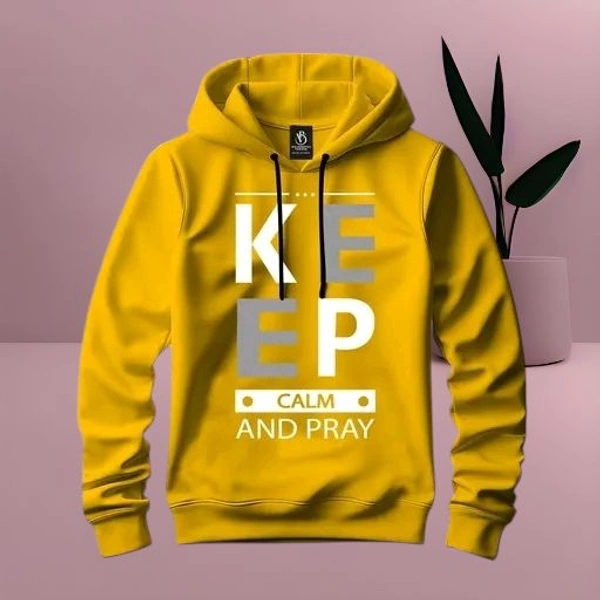 Stylish Men's Printed Hoodie - Comfort & Fashion Combined - Yellow, XXL