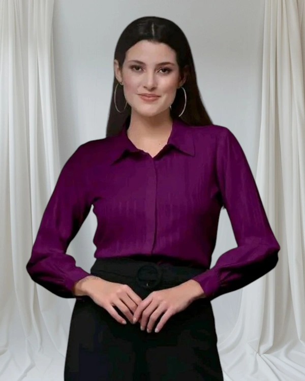Women's Silk Blend Casual  Shirt - M, Purple