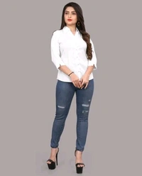 Women's Classic White Viscose Rayon Shirt - White, XS
