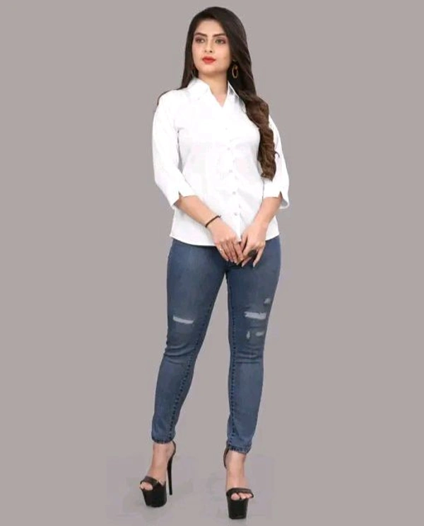 Women's Classic White Viscose Rayon Shirt - White, XS