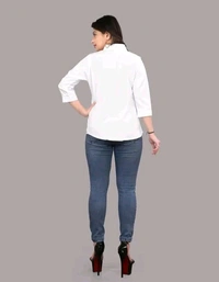 Women's Classic White Viscose Rayon Shirt - White, XS